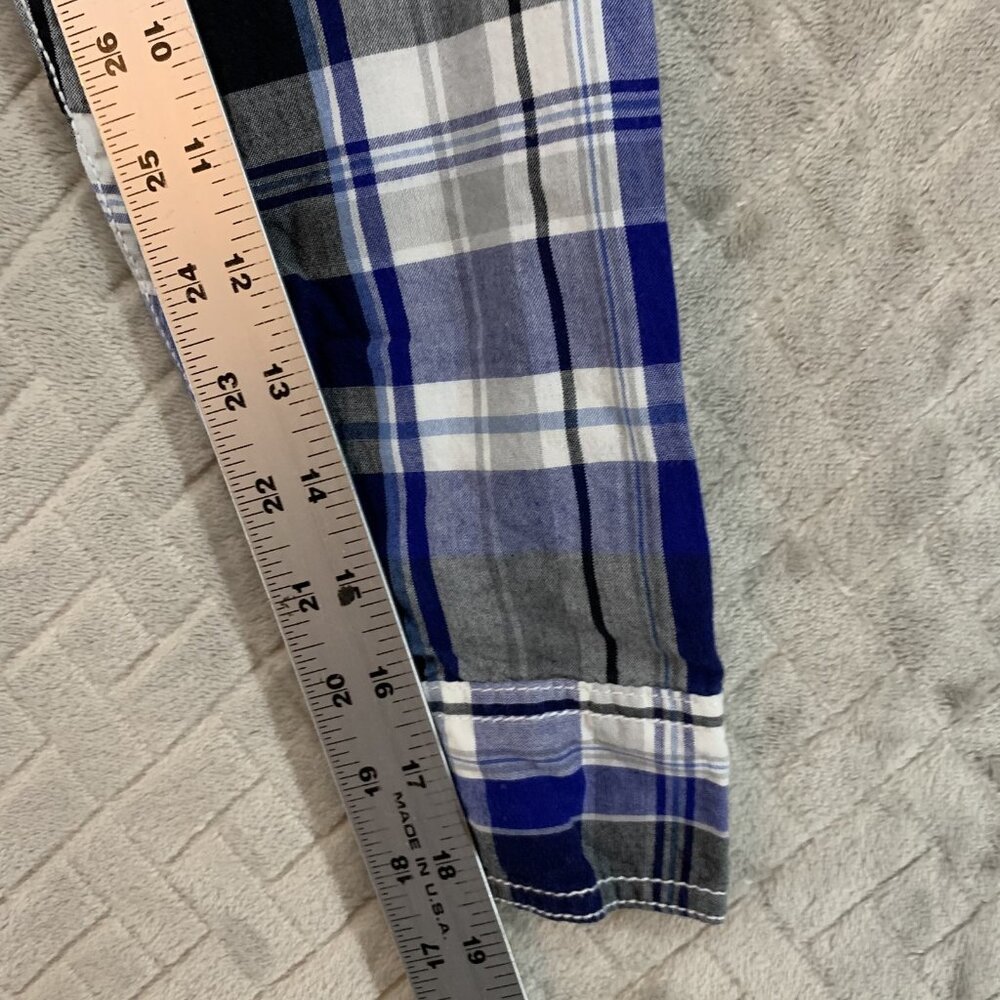 Route 66 Mens Medium Button Up Shirt Blue Plaid Pearl Snap Long Sleeve Western - Picture 9 of 15